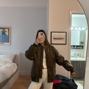 Topshop brown leather jacket